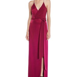 Halston Heritage (new w tags) Sleeveless Satin Wrap Evening Gown